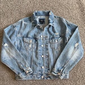 Forever 21 Light Blue Distressed Denim Trucker Jacket